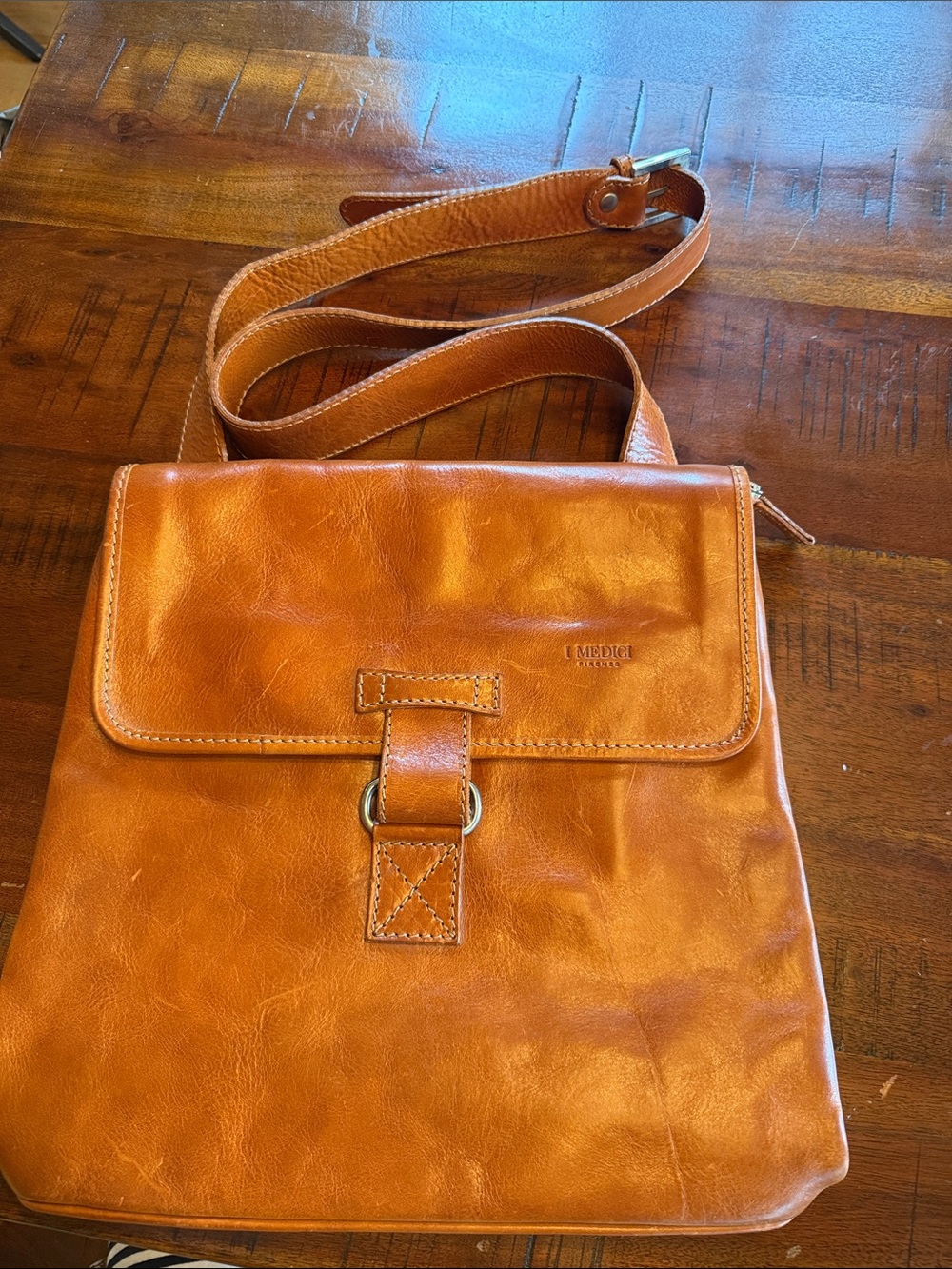 MEDICI Women’s Tan Leather Satchel Crossbody leather made in italy